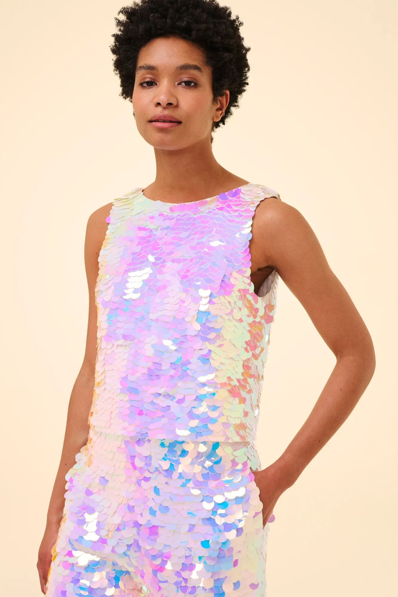 NIKKI SEQUIN TOP - OPAL