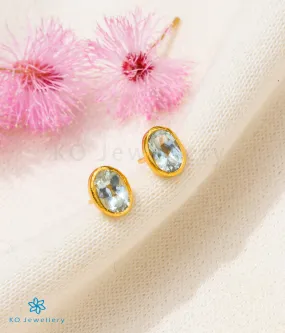 Oval Blue Topaz Earstuds in 22 KT Gold