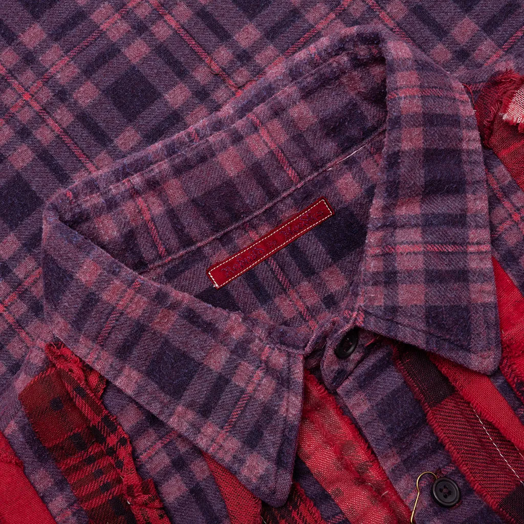 Over Dyed Ribbon Wide Shirt - Red