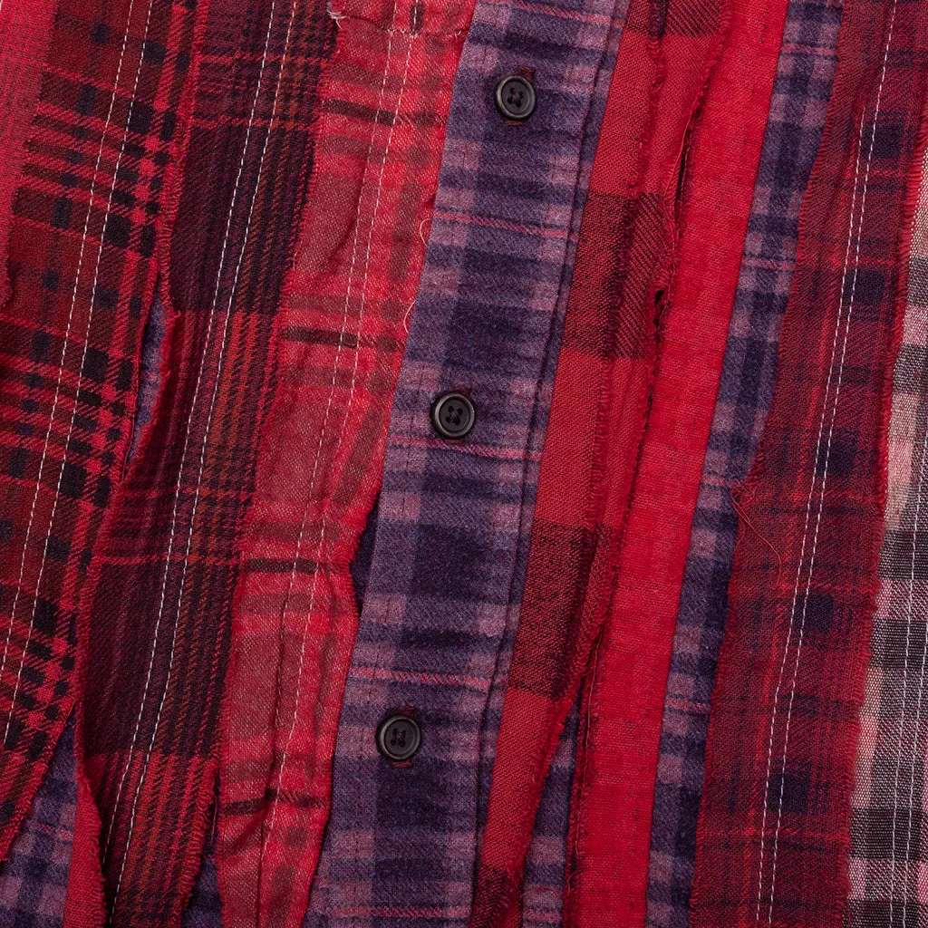 Over Dyed Ribbon Wide Shirt - Red