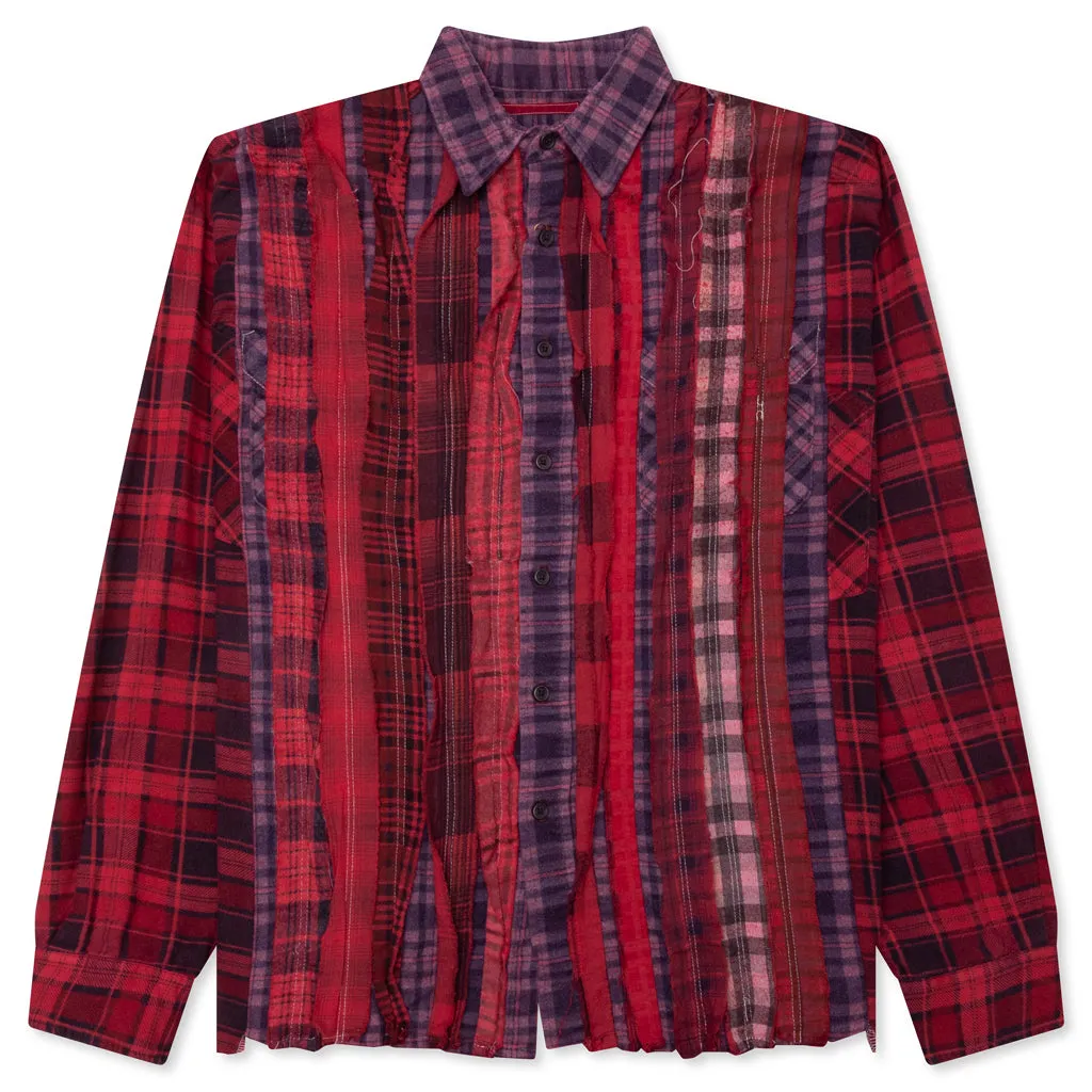 Over Dyed Ribbon Wide Shirt - Red