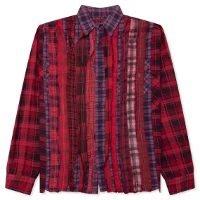 Over Dyed Ribbon Wide Shirt - Red