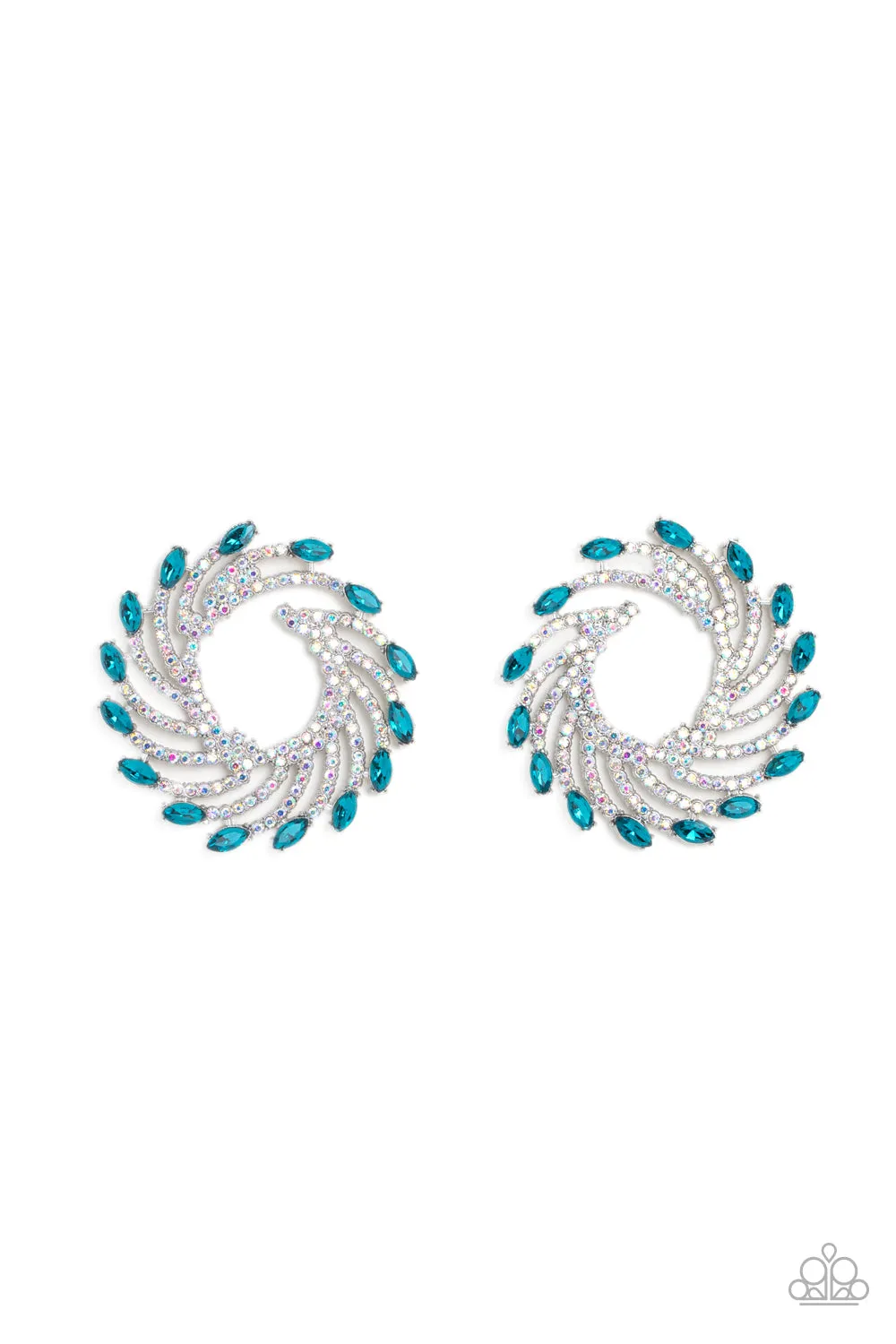 Paparazzi Firework Fanfare Blue Iridescent Post Earrings