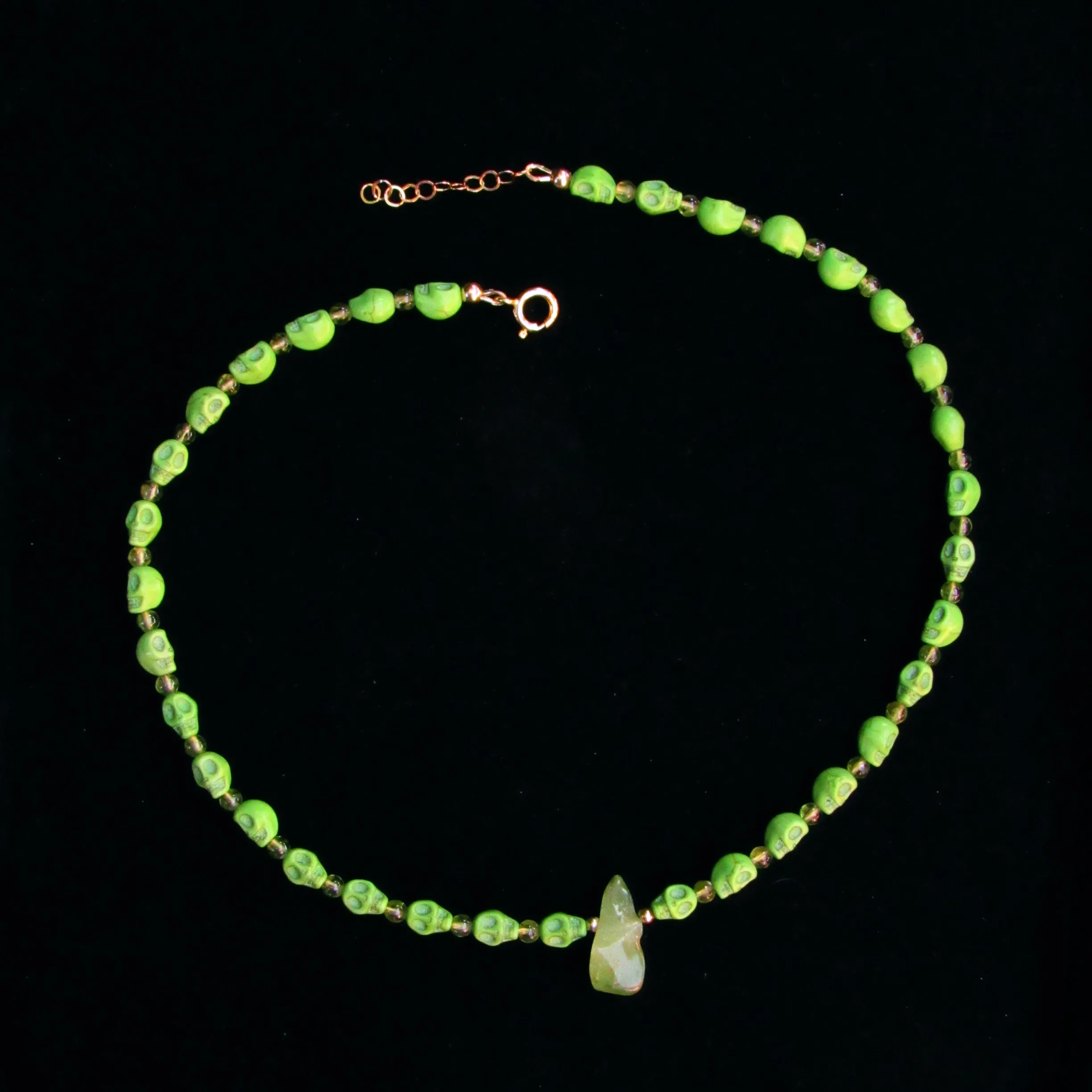 Peridot and Skull Necklace