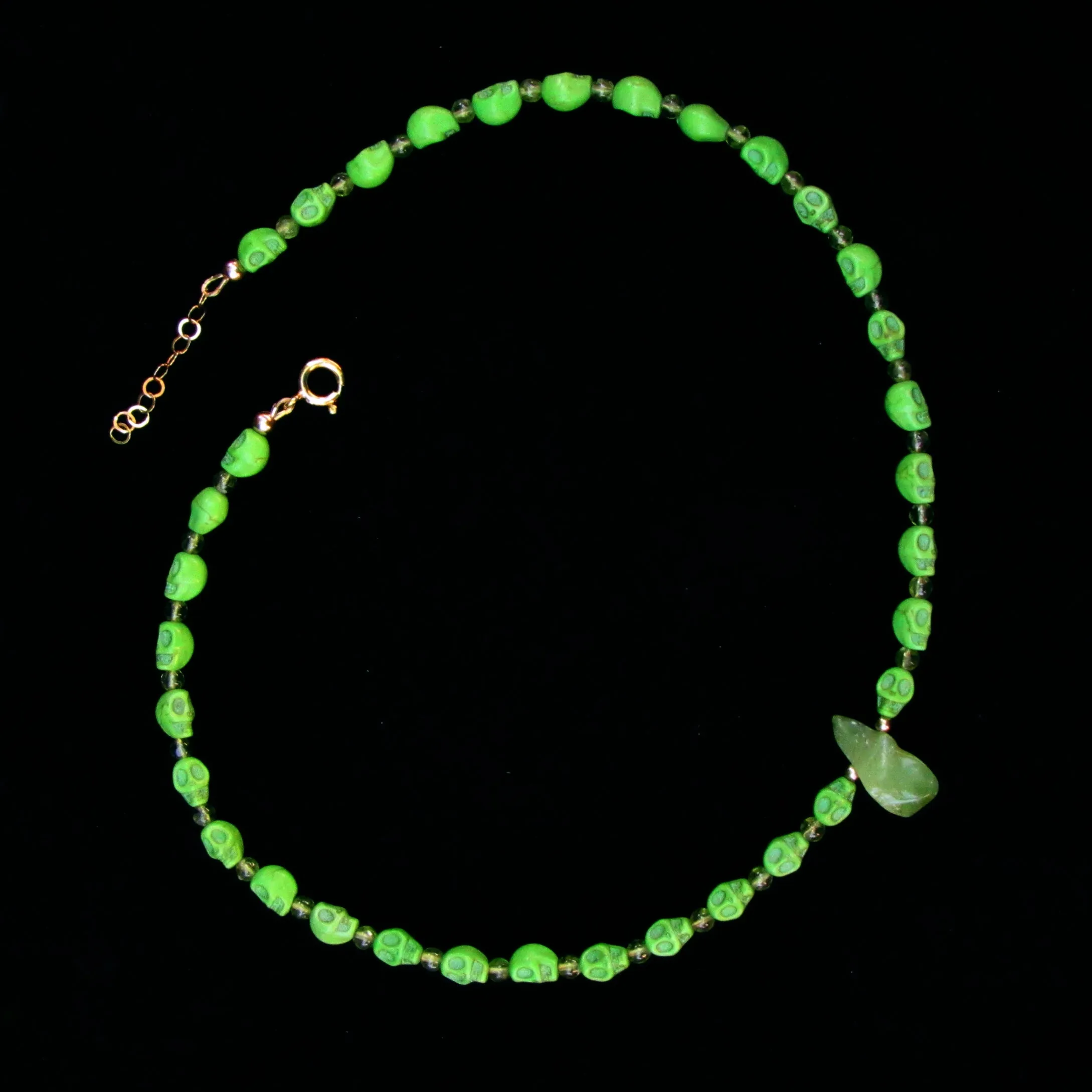 Peridot and Skull Necklace