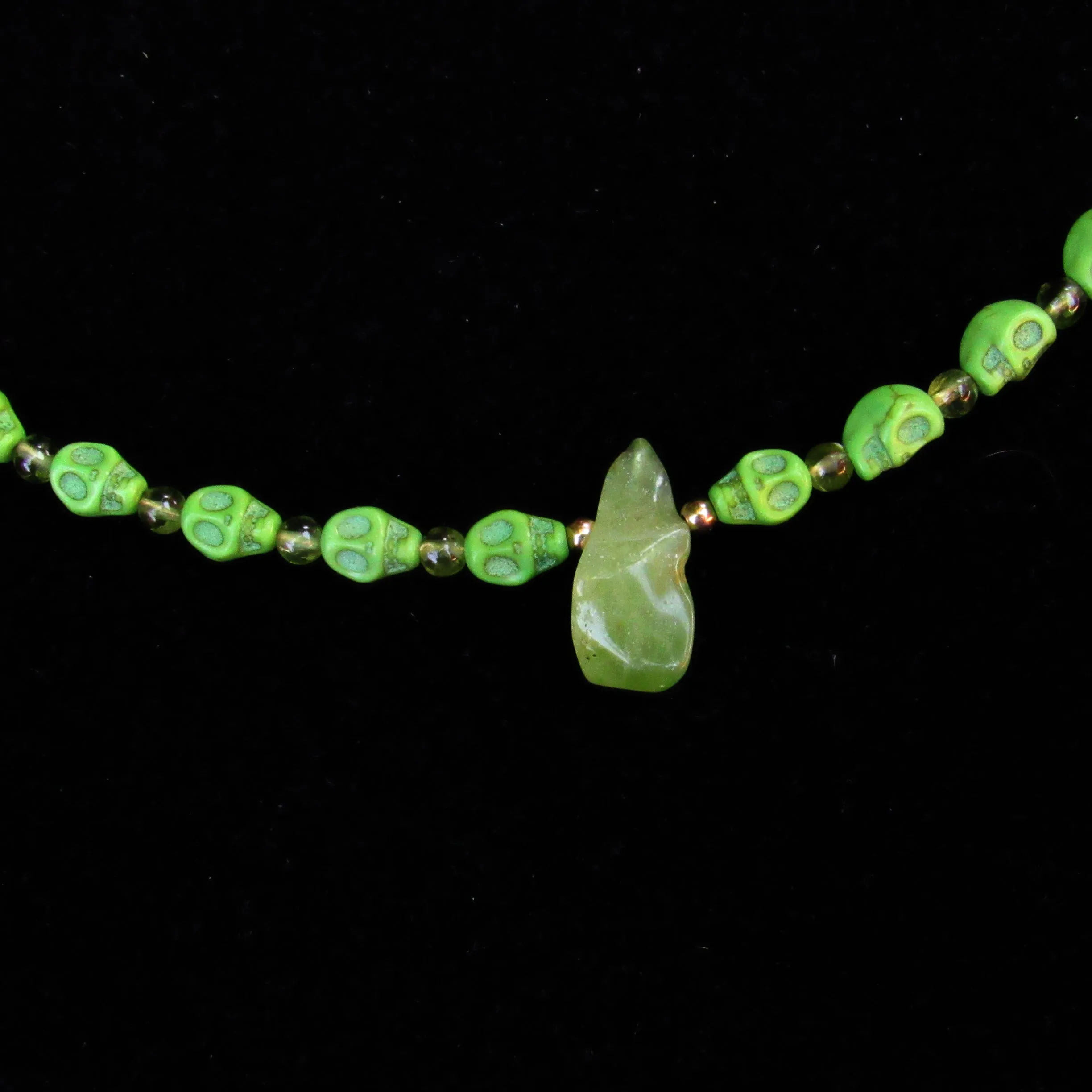 Peridot and Skull Necklace