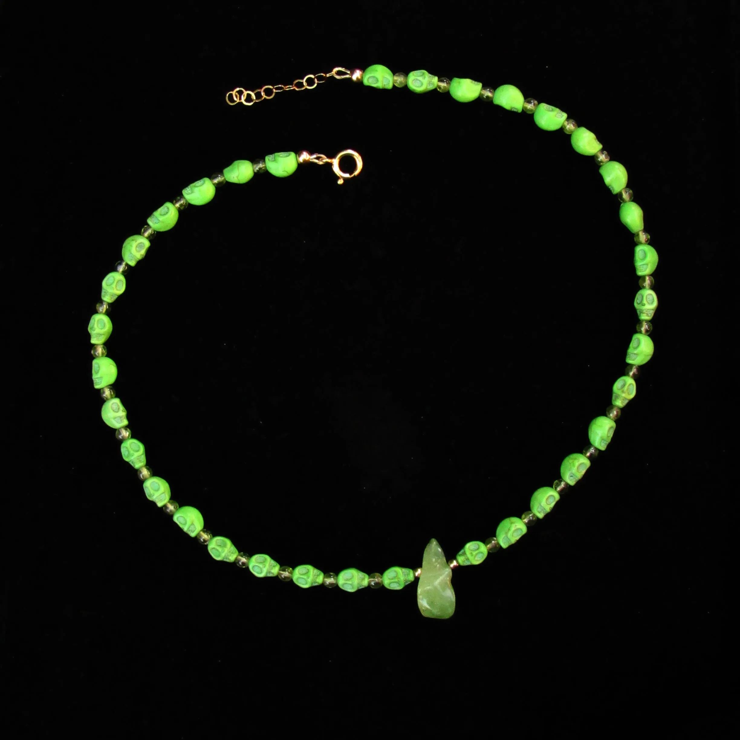 Peridot and Skull Necklace