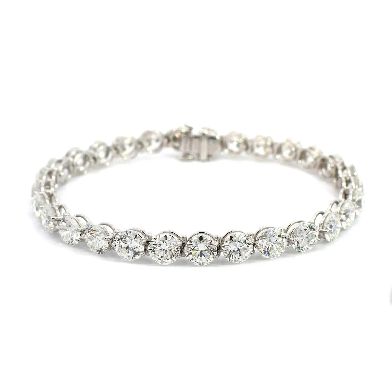 Platinum Round Cut Diamond Tennis Bracelet