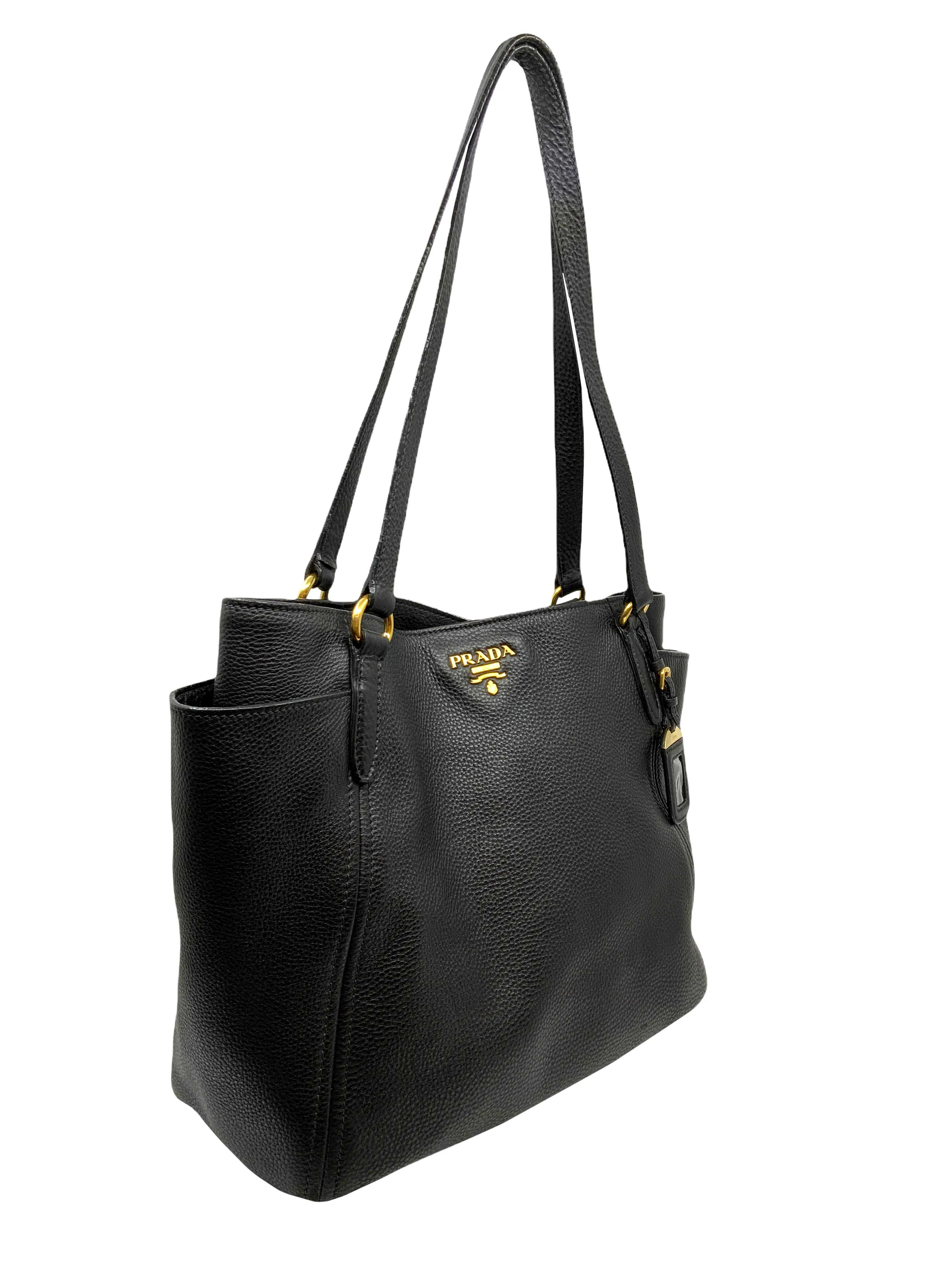 Prada Vitello Daino Leather Side-Pocket Shoulder Bag