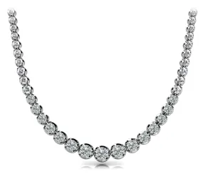 RAIN 10 Carat Diamond Rivera Graduated Necklace in 18K White Gold Low Base Basket 4 Prong G Color SI1 Clarity BY MIKE NEKTA