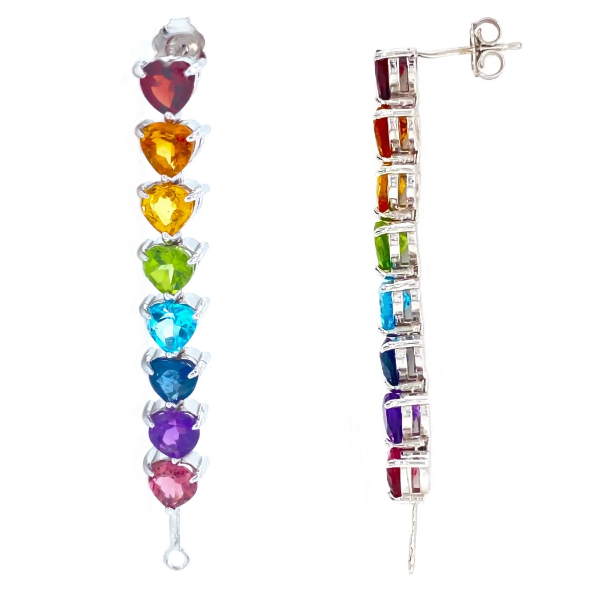 Rainbow heart drop earrings