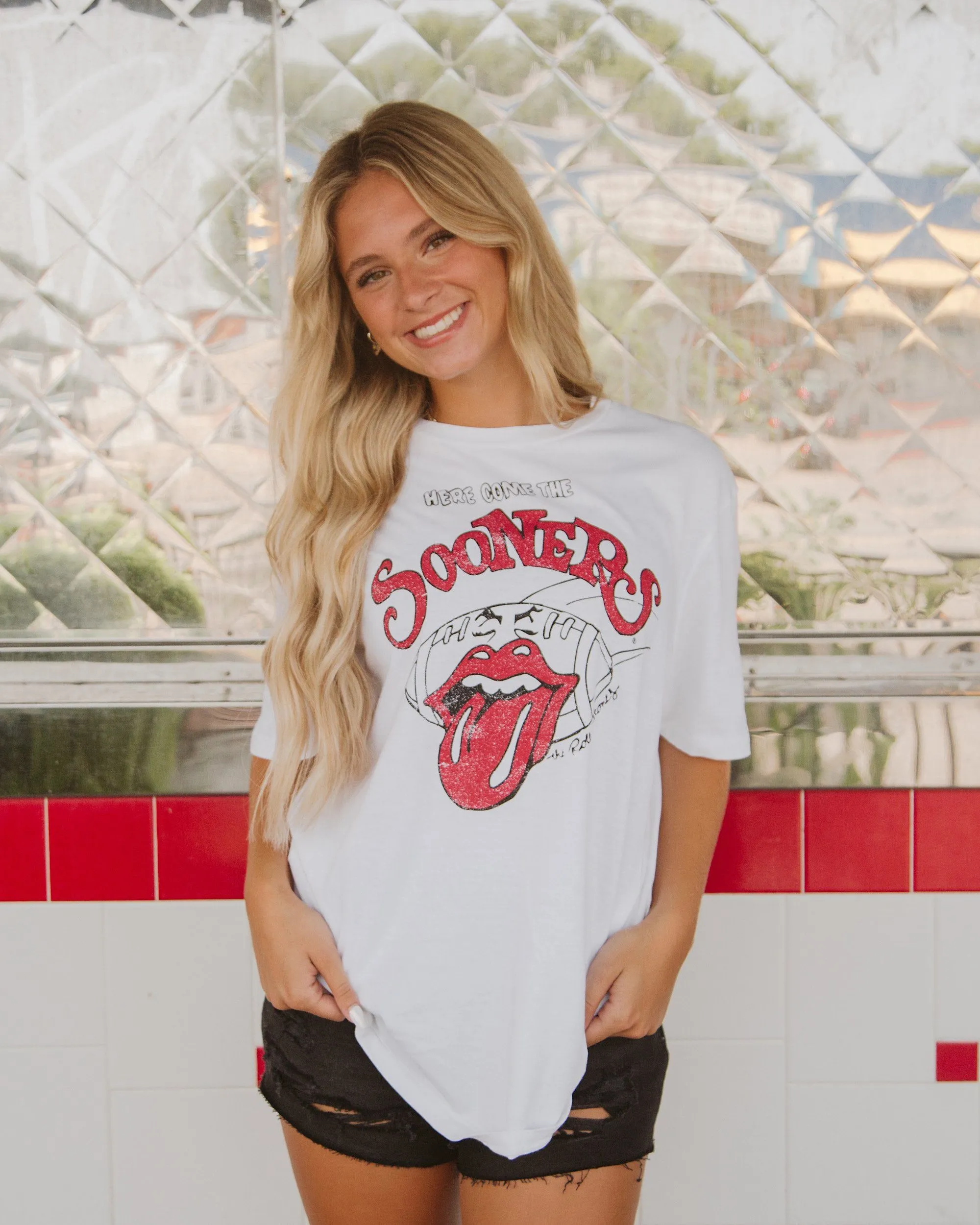 Rolling Stones Here Come The Sooners White Tee