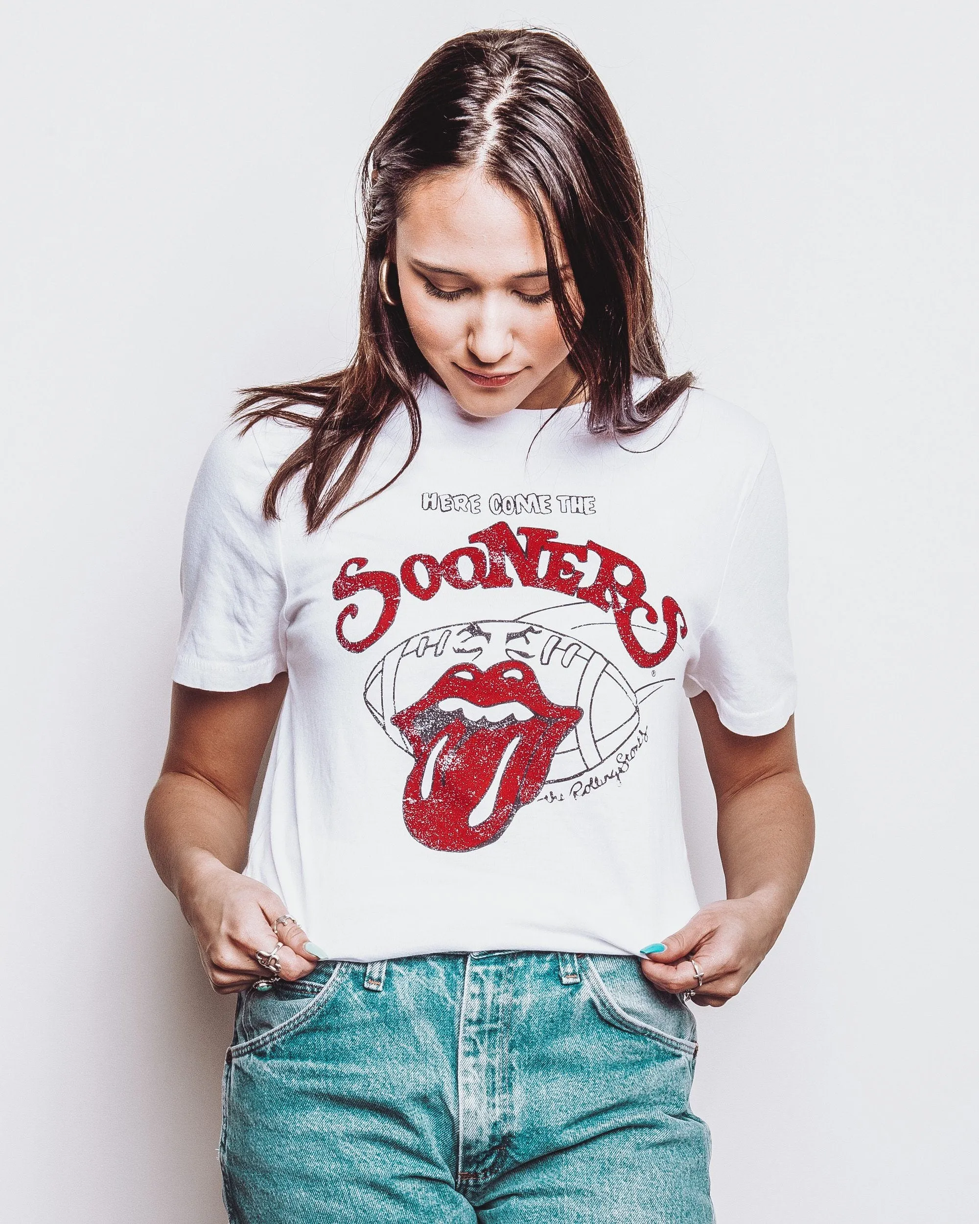 Rolling Stones Here Come The Sooners White Tee