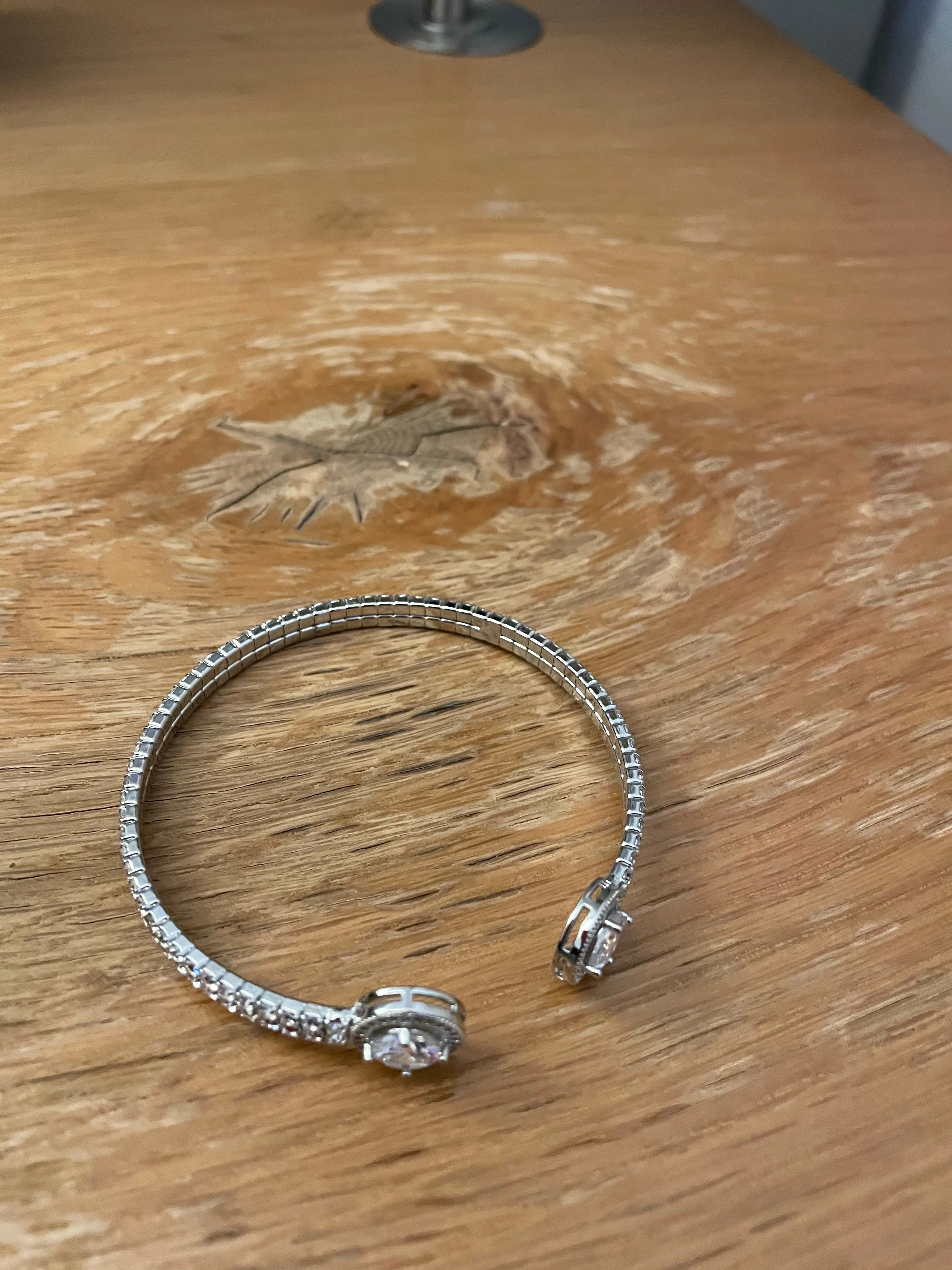 Silver Diamond Open Bracelet