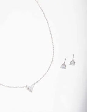 Silver Triangular Diamante Necklace & Earring Jewellery Set