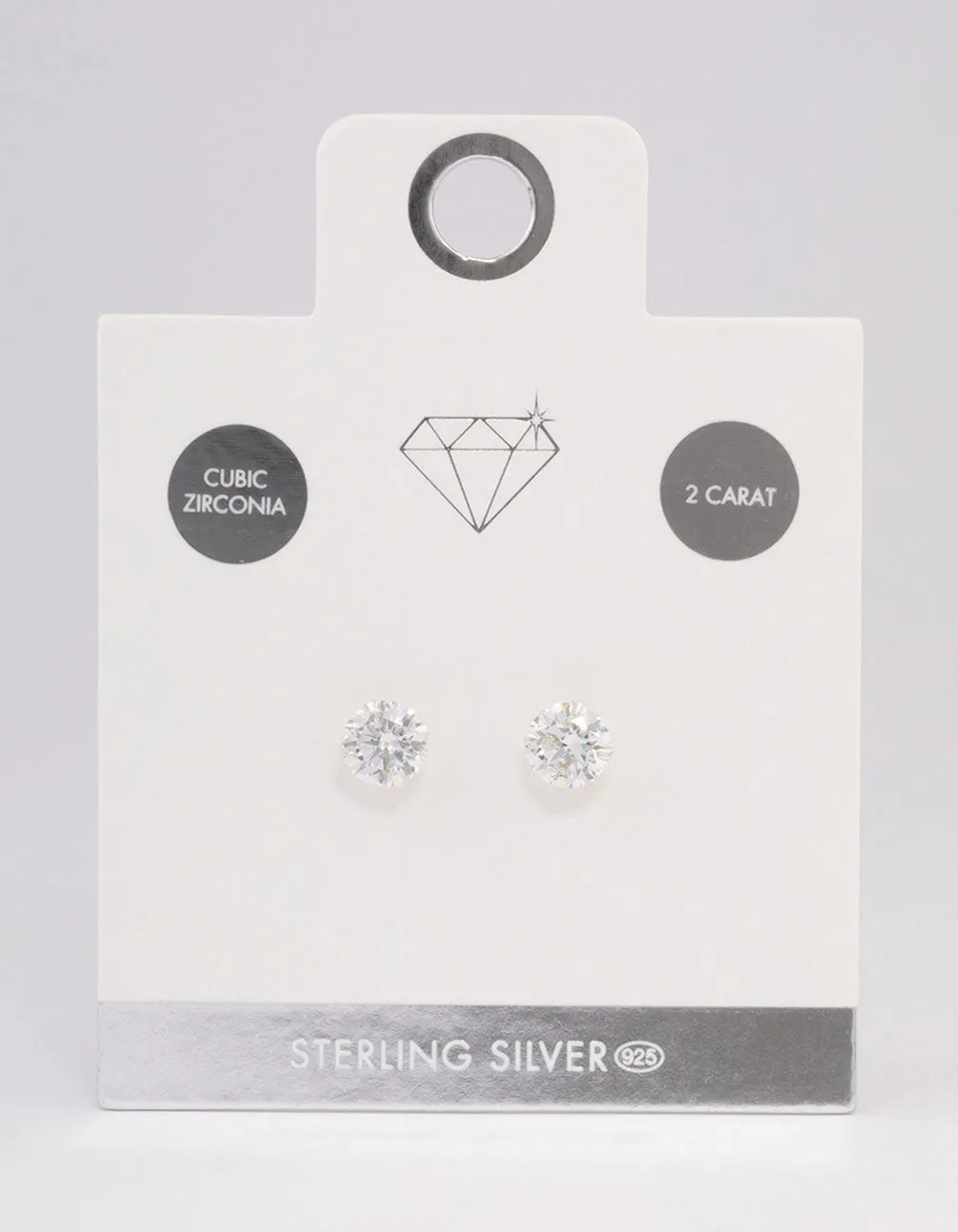 Sterling Silver Double Cubic Zirconia Stud Earrings