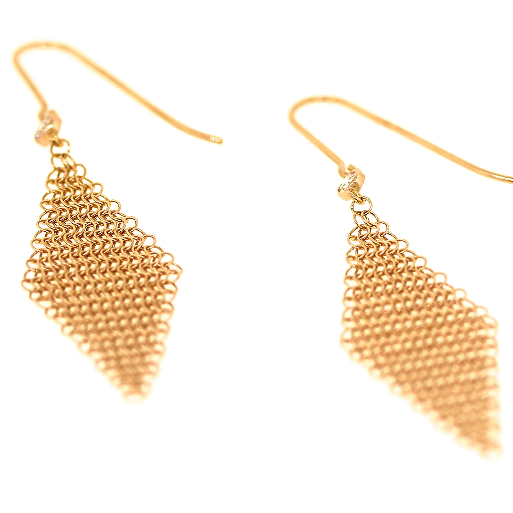 Tiffany and Co. Diamond Mesh Earrings in 18k Pink Gold