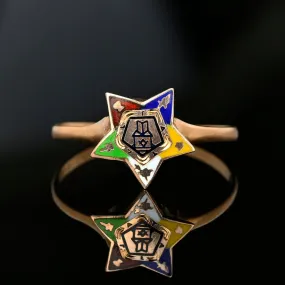 Vintage 1930s Enamel OES Fraternal Masonic Star Ring