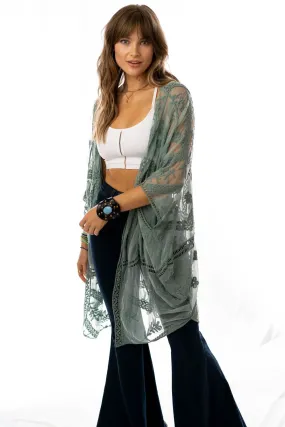 Whimsy   Lace Kimono - Sage