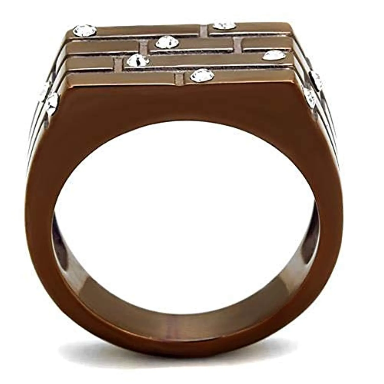 WildKlass Stainless Steel Ring IP Coffee Light Men Top Grade Crystal Clear